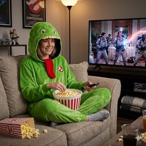 Spirit Halloween Ghostbusters Slimer Jumpsuit Onesie Adult One Size